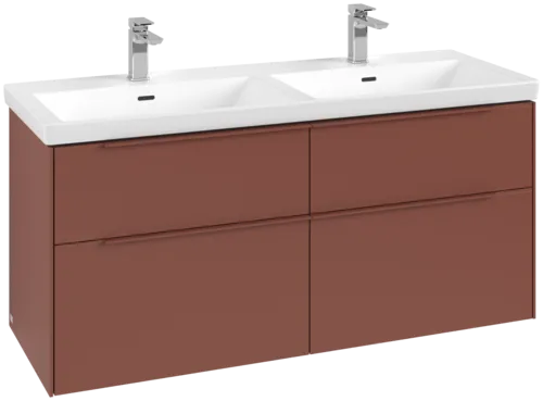 VILLEROY BOCH Subway 3.0 Vanity unit, s osvětlením, 4 výsuvy, 1272 x 576 x 478 mm, vínově červená #C568L2AH
