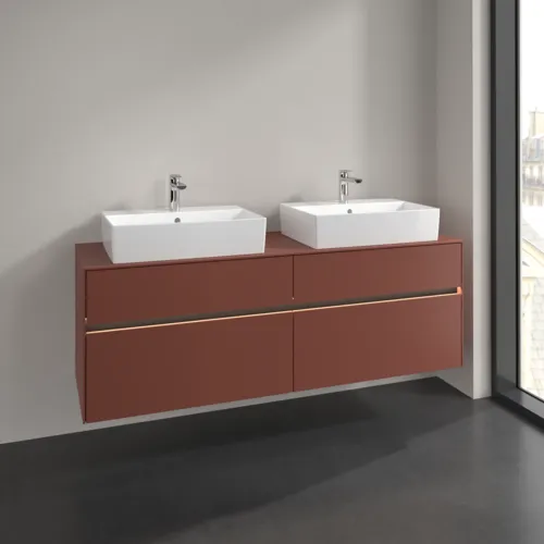 VILLEROY BOCH Toaletní skříňka Collaro, s osvětlením, 4 výsuvy, 1600 x 548 x 500 mm, Vínově červená / Vínově červená #C137B0AH, obrázek 2