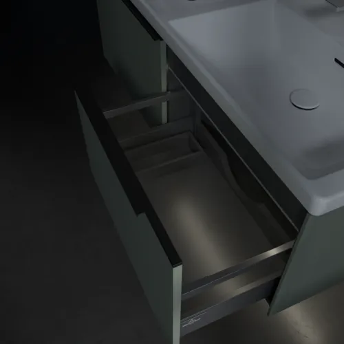 VILLEROY BOCH Subway 3.0 Vanity unit, s osvětlením, 2 výsuvy, 1272 x 429 x 478 mm, Soft Green #C567L1AF, obrázek 8