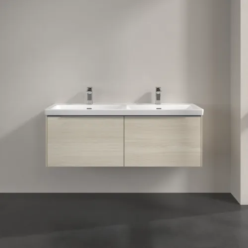 VILLEROY BOCH Subway 3.0 Vanity unit, s osvětlením, 2 výsuvy, 1272 x 429 x 478 mm, bílý dub #C567L0AA, obrázek 3