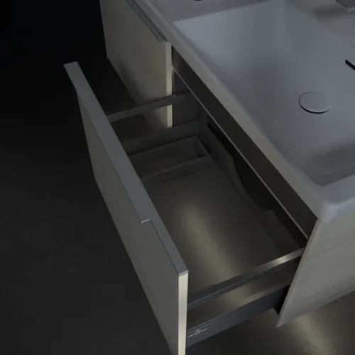 VILLEROY BOCH Subway 3.0 Vanity unit, s osvětlením, 2 výsuvy, 1272 x 429 x 478 mm, bílý dub #C567L0AA, obrázek 8