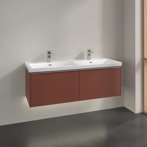 VILLEROY BOCH Subway 3.0 Vanity unit, s osvětlením, 2 výsuvy, 1272 x 429 x 478 mm, vínově červená #C567L0AH, obrázek 2