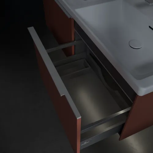 VILLEROY BOCH Subway 3.0 Vanity unit, s osvětlením, 2 výsuvy, 1272 x 429 x 478 mm, vínově červená #C567L0AH, obrázek 8