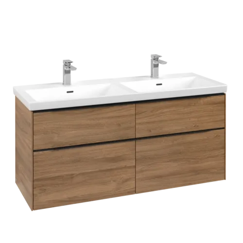 VILLEROY BOCH Subway 3.0 Vanity unit, s osvětlením, 4 výsuvy, 1272 x 576 x 478 mm, dub Kansas #C568L1RH