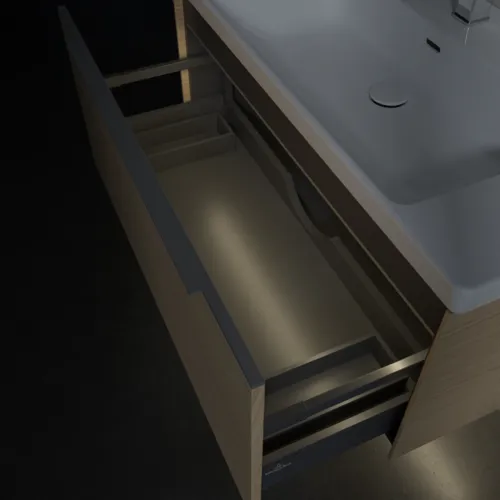 VILLEROY BOCH Subway 3.0 Vanity unit, s osvětlením, 1 zásuvka, 973 x 429 x 478 mm, dub severský #C569L0VJ, obrázek 8