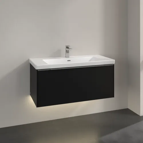 VILLEROY BOCH Subway 3.0 Vanity unit, s osvětlením, 1 zásuvka, 973 x 429 x 478 mm, Volcano Black #C569L0VL, obrázek 2
