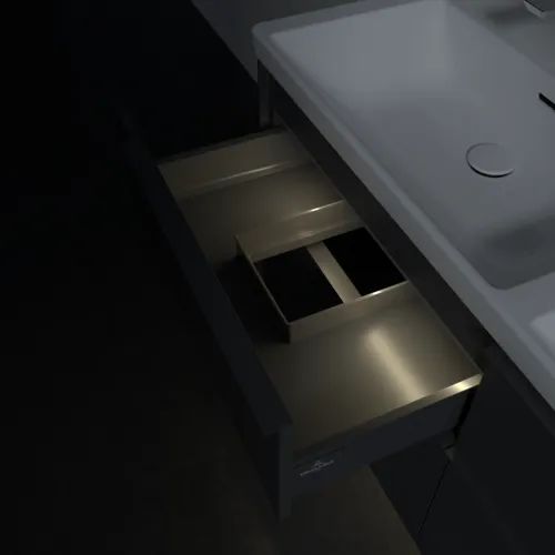 VILLEROY BOCH Subway 3.0 Vanity unit, s osvětlením, 4 výsuvy, 1272 x 576 x 478 mm, grafitová barva #C568L2VR, obrázek 9