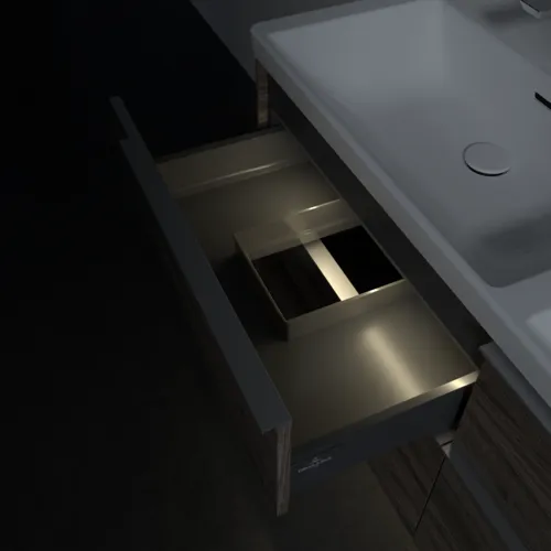 VILLEROY BOCH Subway 3.0 Vanity unit, s osvětlením, 4 výsuvy, 1272 x 576 x 478 mm, Stone Oak #C568L0RK, obrázek 9