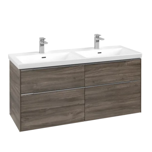 VILLEROY BOCH Subway 3.0 Vanity unit, s osvětlením, 4 výsuvy, 1272 x 576 x 478 mm, Stone Oak #C568L0RK