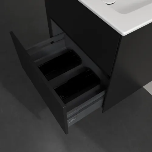 VILLEROY BOCH Toaletní skříňka Collaro, s osvětlením, 2 výsuvy, 611 x 610 x 480 mm, Volcano Black #C143B0VL, obrázek 7