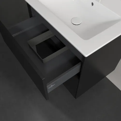 VILLEROY BOCH Toaletní skříňka Collaro, s osvětlením, 2 výsuvy, 611 x 610 x 480 mm, Volcano Black #C143B0VL, obrázek 8