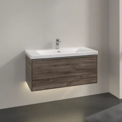 VILLEROY BOCH Subway 3.0 Vanity unit, s osvětlením, 1 zásuvka, 973 x 429 x 478 mm, Stone Oak #C569L0RK, obrázek 2