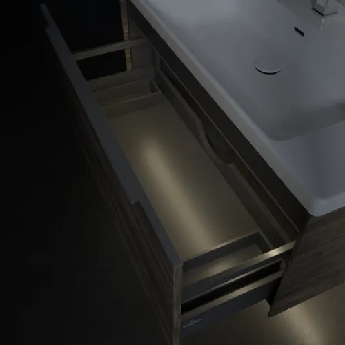 VILLEROY BOCH Subway 3.0 Vanity unit, s osvětlením, 1 zásuvka, 973 x 429 x 478 mm, Stone Oak #C569L0RK, obrázek 8