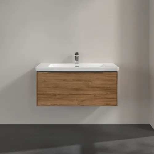 VILLEROY BOCH Subway 3.0 Vanity unit, s osvětlením, 1 zásuvka, 973 x 429 x 478 mm, dub Kansas #C569L0RH, obrázek 3