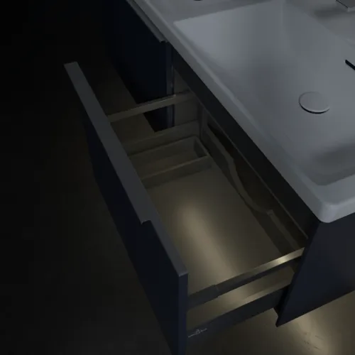 VILLEROY BOCH Subway 3.0 Vanity unit, s osvětlením, 2 výsuvy, 1272 x 429 x 478 mm, Marine Blue #C567L0VQ, obrázek 8