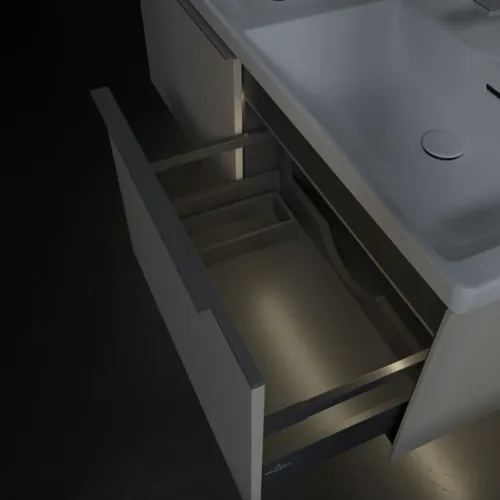 VILLEROY BOCH Subway 3.0 Vanity unit, s osvětlením, 2 výsuvy, 1272 x 429 x 478 mm, Cashmere Grey #C567L0VN, obrázek 8