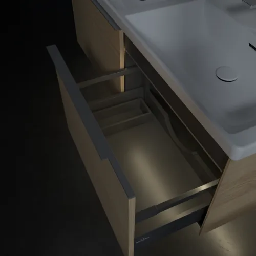 VILLEROY BOCH Subway 3.0 Vanity unit, s osvětlením, 2 výsuvy, 1272 x 429 x 478 mm, dub severský #C567L0VJ, obrázek 8