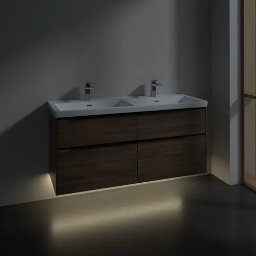 VILLEROY BOCH Subway 3.0 Vanity unit, s osvětlením, 4 výsuvy, 1272 x 576 x 478 mm, Arizona Oak #C568L1VH, obrázek 5