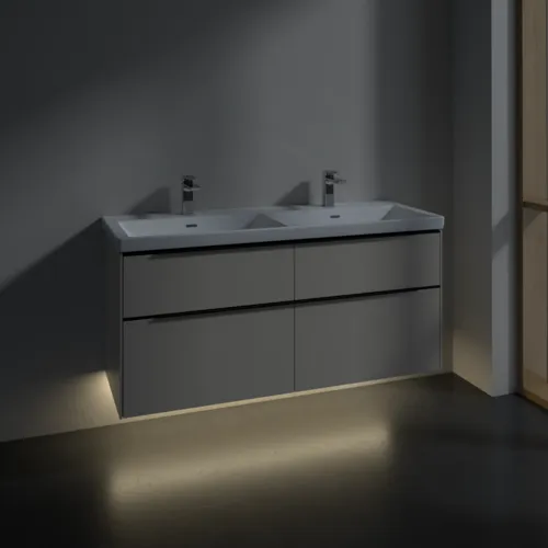 VILLEROY BOCH Subway 3.0 Vanity unit, s osvětlením, 4 výsuvy, 1272 x 576 x 478 mm, Cashmere Grey #C568L1VN, obrázek 5