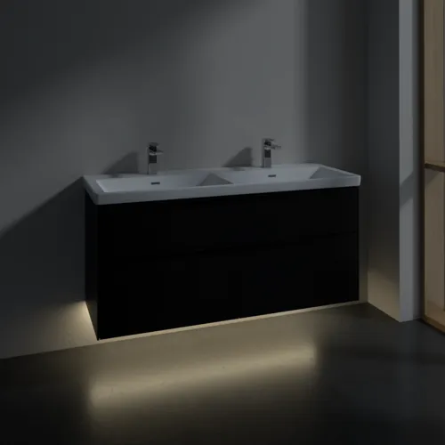 VILLEROY BOCH Subway 3.0 Vanity unit, s osvětlením, 4 výsuvy, 1272 x 576 x 478 mm, Volcano Black #C568L1VL, obrázek 5