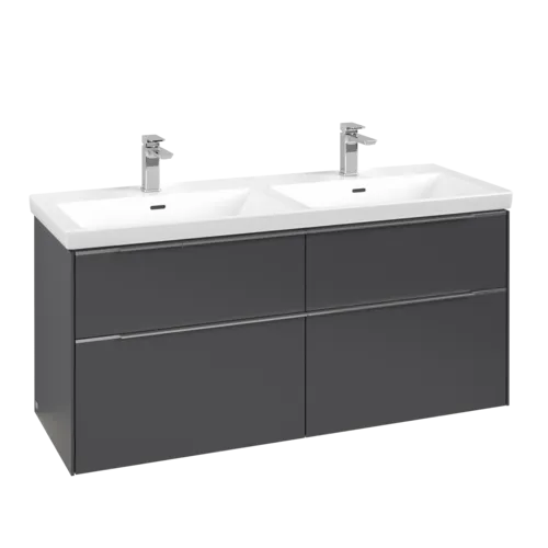 VILLEROY BOCH Subway 3.0 Vanity unit, s osvětlením, 4 výsuvy, 1272 x 576 x 478 mm, grafitová barva #C568L0VR