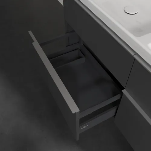 VILLEROY BOCH Subway 3.0 Vanity unit, s osvětlením, 4 výsuvy, 1272 x 576 x 478 mm, grafitová barva #C568L0VR, obrázek 7