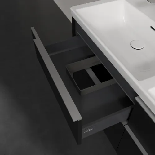 VILLEROY BOCH Subway 3.0 Vanity unit, s osvětlením, 4 výsuvy, 1272 x 576 x 478 mm, Volcano Black #C568L0VL, obrázek 8