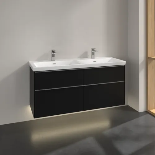 VILLEROY BOCH Subway 3.0 Vanity unit, s osvětlením, 4 výsuvy, 1272 x 576 x 478 mm, Volcano Black #C568L0VL, obrázek 2