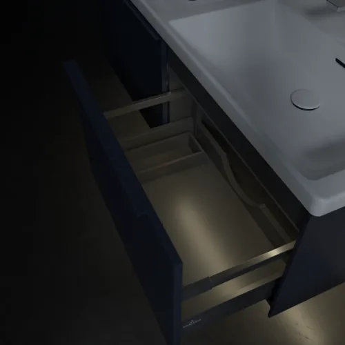 VILLEROY BOCH Subway 3.0 Vanity unit, s osvětlením, 2 výsuvy, 1272 x 429 x 478 mm, Marine Blue #C567L2VQ, obrázek 8