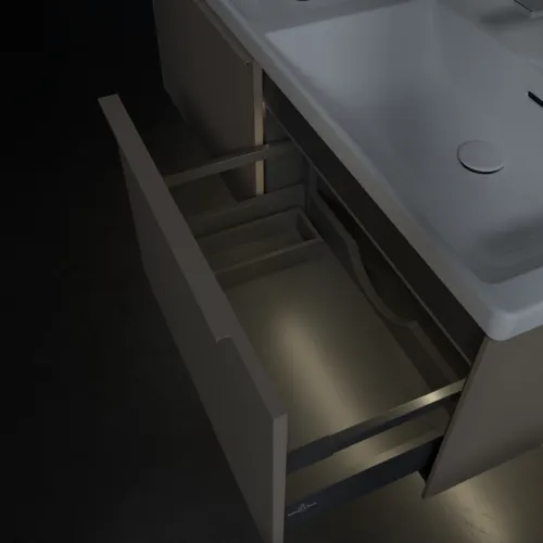 VILLEROY BOCH Subway 3.0 Vanity unit, s osvětlením, 2 výsuvy, 1272 x 429 x 478 mm, taupe #C567L2VM, obrázek 8
