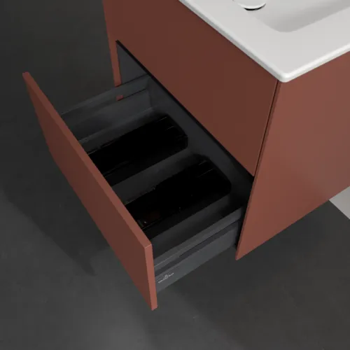 VILLEROY BOCH Toaletní skříňka Collaro, 2 výsuvy, 611 x 610 x 480 mm, vínově červená #C14300AH, obrázek 6