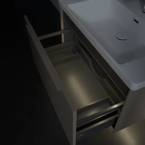 VILLEROY BOCH Subway 3.0 Vanity unit, s osvětlením, 1 zásuvka, 772 x 429 x 478 mm, taupe #C573L2VM, obrázek 8