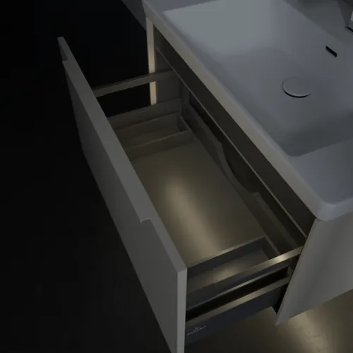 VILLEROY BOCH Subway 3.0 Vanity unit, s osvětlením, 1 zásuvka, 772 x 429 x 478 mm, Cashmere Grey #C573L2VN, obrázek 8