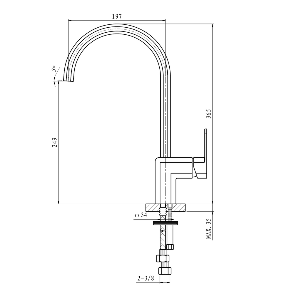 KREINER PREMIUM SQUARE baterie dřezová E000009 - chrom