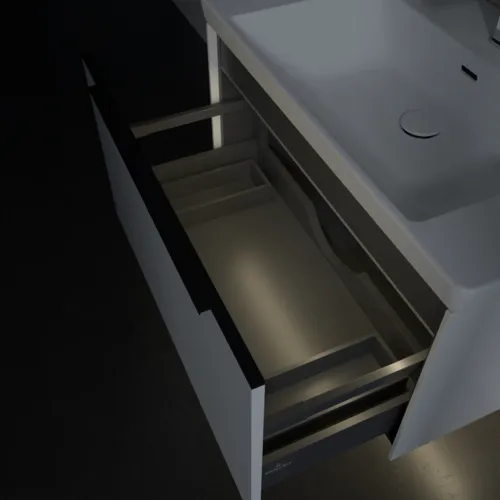 VILLEROY BOCH Subway 3.0 Vanity unit, s osvětlením, 1 zásuvka, 772 x 429 x 478 mm, Brilliant White #C573L1VE, obrázek 8