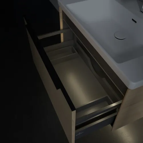 VILLEROY BOCH Subway 3.0 Vanity unit, s osvětlením, 1 zásuvka, 772 x 429 x 478 mm, dub severský #C573L1VJ, obrázek 8