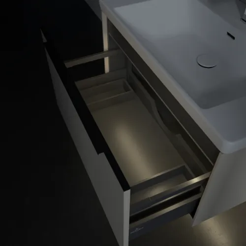VILLEROY BOCH Subway 3.0 Vanity unit, s osvětlením, 1 zásuvka, 772 x 429 x 478 mm, Cashmere Grey #C573L1VN, obrázek 8