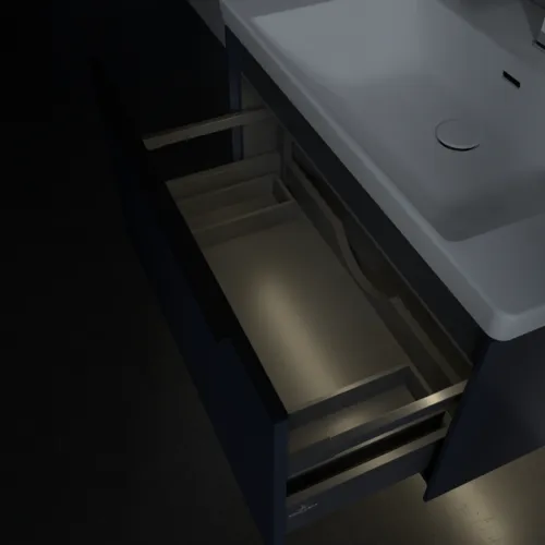 VILLEROY BOCH Subway 3.0 Vanity unit, s osvětlením, 1 zásuvka, 772 x 429 x 478 mm, Marine Blue #C573L1VQ, obrázek 8