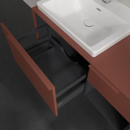 VILLEROY BOCH Subway 3.0 Vanity unit, 2 výsuvy, 1001 x 423 x 516 mm, Vínově červená / Vínově červená #C57202AH, obrázek 6