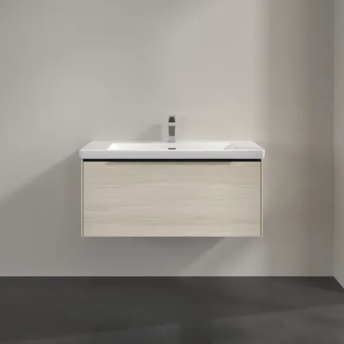 VILLEROY BOCH Subway 3.0 Vanity unit, s osvětlením, 1 zásuvka, 973 x 429 x 478 mm, bílý dub #C569L1AA, obrázek 3