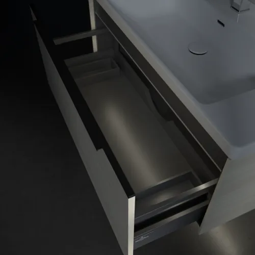 VILLEROY BOCH Subway 3.0 Vanity unit, s osvětlením, 1 zásuvka, 973 x 429 x 478 mm, bílý dub #C569L1AA, obrázek 8