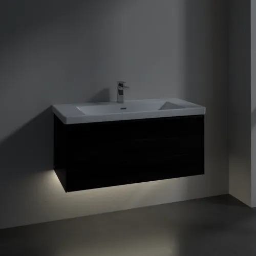 VILLEROY BOCH Subway 3.0 Vanity unit, s osvětlením, 1 zásuvka, 973 x 429 x 478 mm, černý dub #C569L1AB, obrázek 5