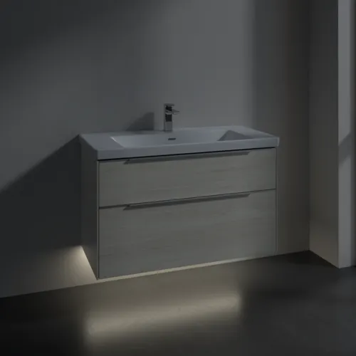 VILLEROY BOCH Subway 3.0 Vanity unit, s osvětlením, 2 výsuvy, 973 x 576 x 478 mm, bílý dub #C570L0AA, obrázek 5