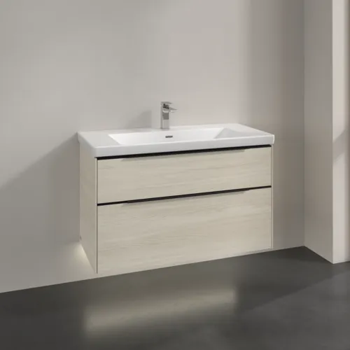 VILLEROY BOCH Subway 3.0 Vanity unit, s osvětlením, 2 výsuvy, 973 x 576 x 478 mm, bílý dub #C570L1AA, obrázek 2