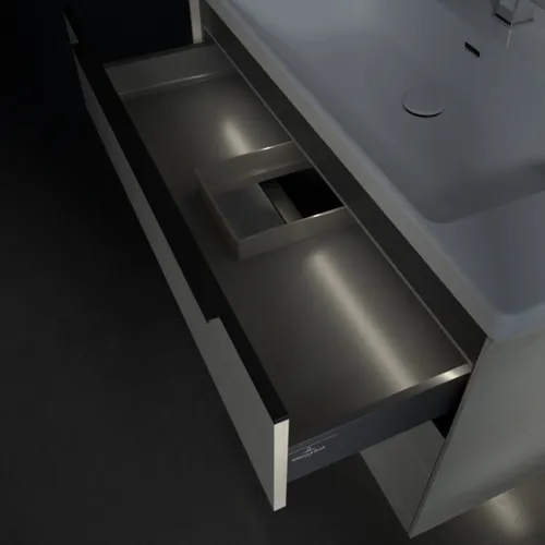 VILLEROY BOCH Subway 3.0 Vanity unit, s osvětlením, 2 výsuvy, 973 x 576 x 478 mm, bílý dub #C570L1AA, obrázek 9