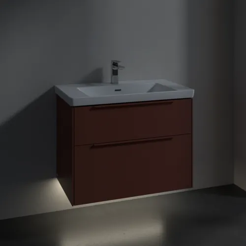 VILLEROY BOCH Subway 3.0 Vanity unit, s osvětlením, 2 výsuvy, 772 x 576 x 478 mm, vínově červená #C574L2AH, obrázek 5