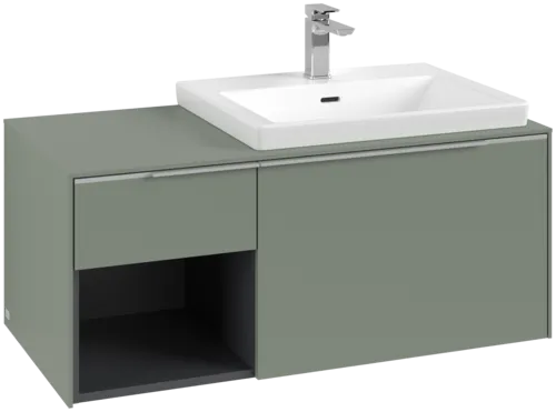 VILLEROY BOCH Subway 3.0 Vanity unit, s osvětlením, 2 výsuvy, 1001 x 423 x 516 mm, Soft Green / Soft Green #C571L0AF