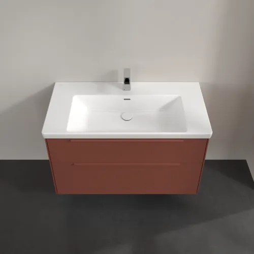 VILLEROY BOCH Subway 3.0 Vanity unit, s osvětlením, 2 výsuvy, 973 x 576 x 478 mm, vínově červená #C570L2AH, obrázek 4