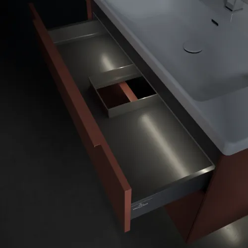 VILLEROY BOCH Subway 3.0 Vanity unit, s osvětlením, 2 výsuvy, 973 x 576 x 478 mm, vínově červená #C570L2AH, obrázek 9