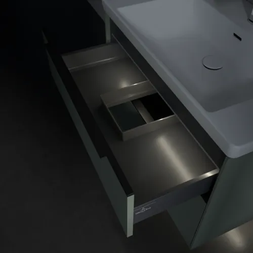 VILLEROY BOCH Subway 3.0 Vanity unit, s osvětlením, 2 výsuvy, 772 x 576 x 478 mm, Soft Green #C574L1AF, obrázek 9